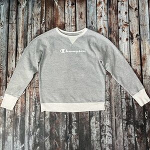 Champion Heather Gray Crewneck Logo Sweatshirt